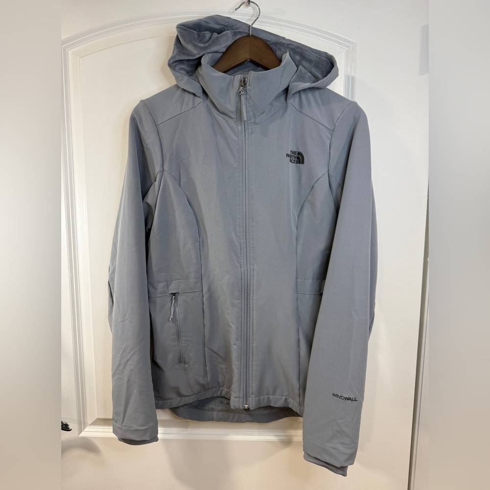 The North Face WindWall Jacket Womens Small Gray Fleece Lined Hooded Coat - Picture 2 of 13